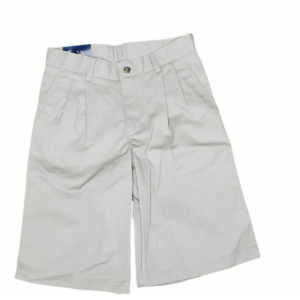 Chaps Boys Uniform Shorts Gray Wrinkle Resistant Pleated Front 12 Regular New